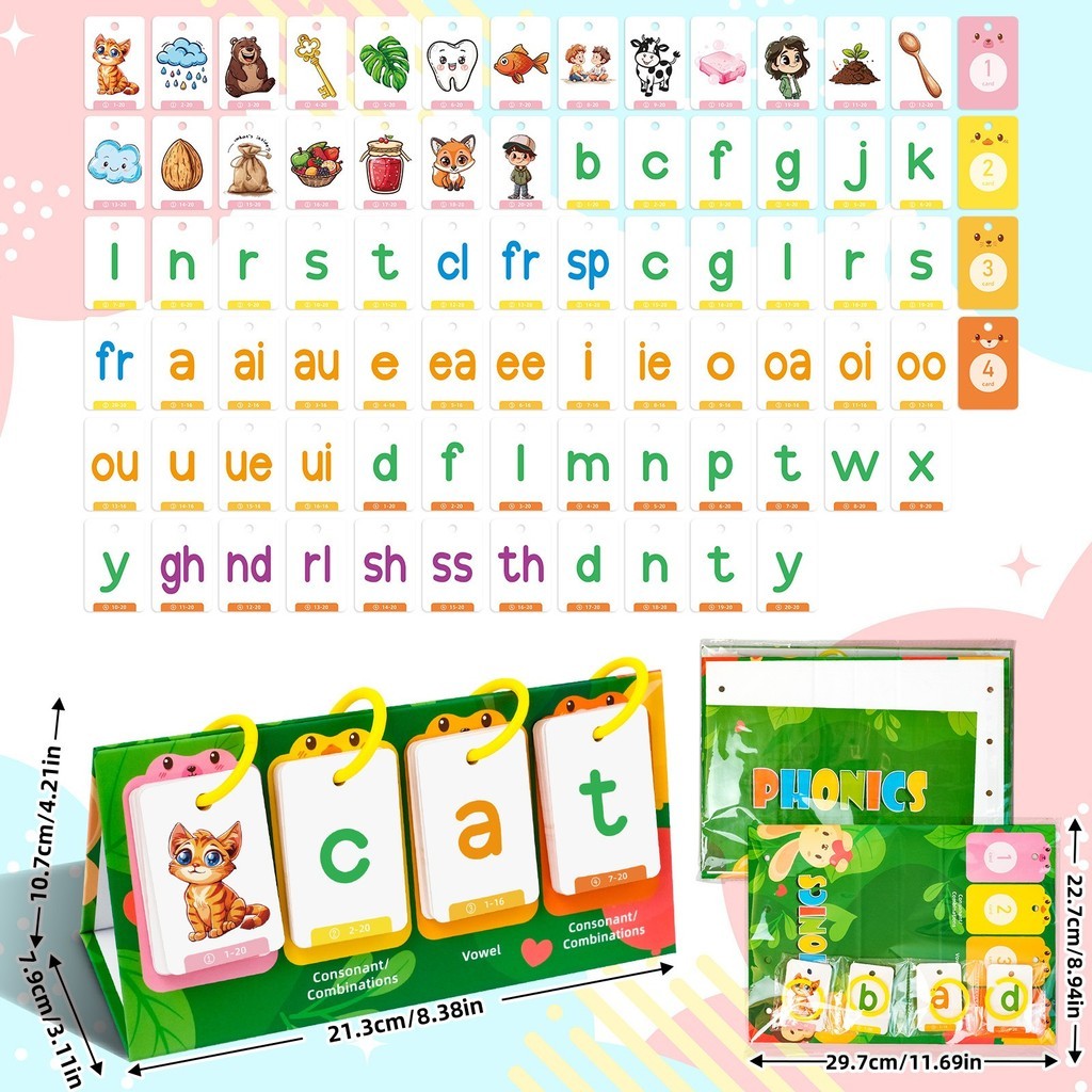 80 ชิ้น Phonics การ์ดแฟลชภาษาอังกฤษ CVC Words ปฏิทินตั้งโต๊ะอนุบาลคํ ...