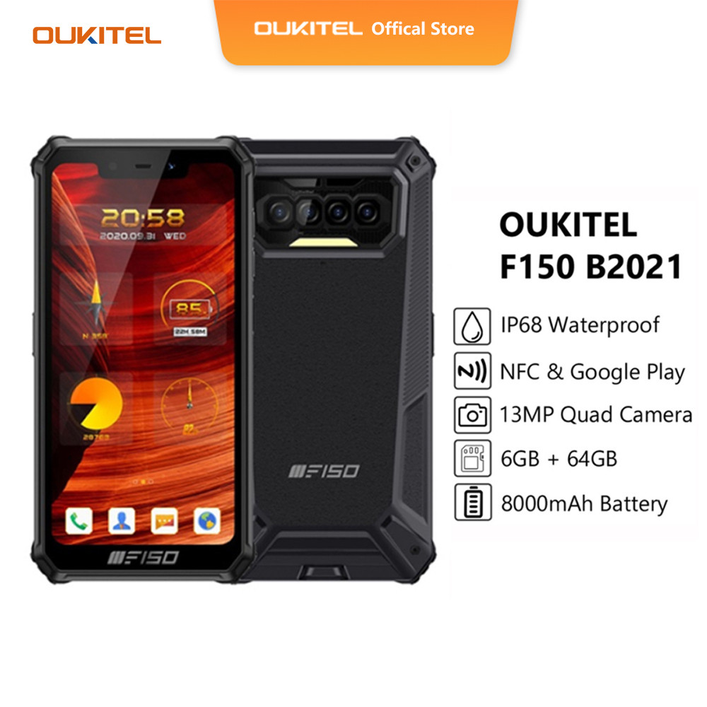 ในสต็อก OUKITEL F150 B2021(IP68/69K/8000mAh/6GB+64GB/NFC/5.86" HD+/Octa ...