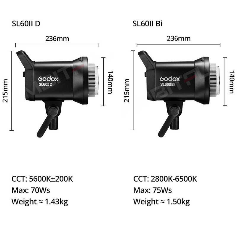 Godox 🍀 Sl60ii Sl60iibi Sl60iid Daylight Bi-Color LED Foto Lamp Bowens ...