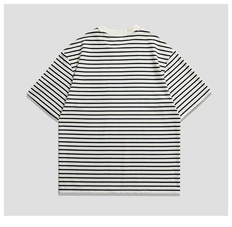 BECoolMan-เสื้อยืดลายทางสำหรับเด็กผู้ชาย เสื้อคอกลมยืดแมทช์ลุคง่าย กีฬา ...