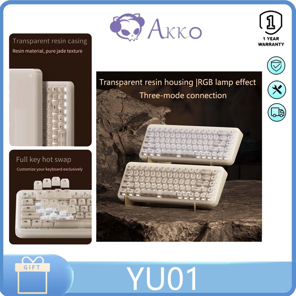 Akko YU01 Three mode Mechanical keyboard RGB 68 keys Hot swappable VIA ...