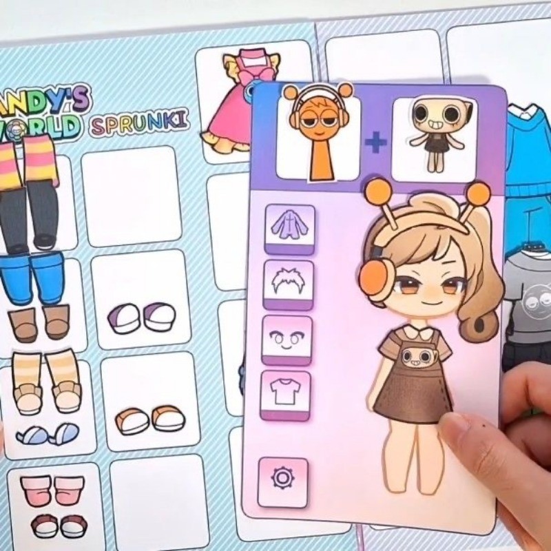 Unpropped Sprunki Dandys World Dress Up หนังสือที่เงียบสงบของเล่นทํา ...