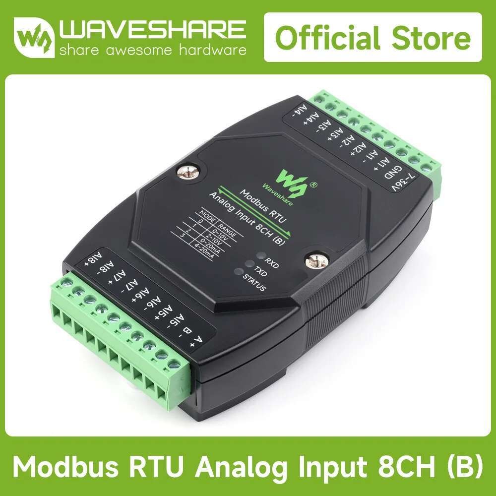 Waveshare Industrial Modbus RTU Analog Input 8CH Modbus RTU 12 