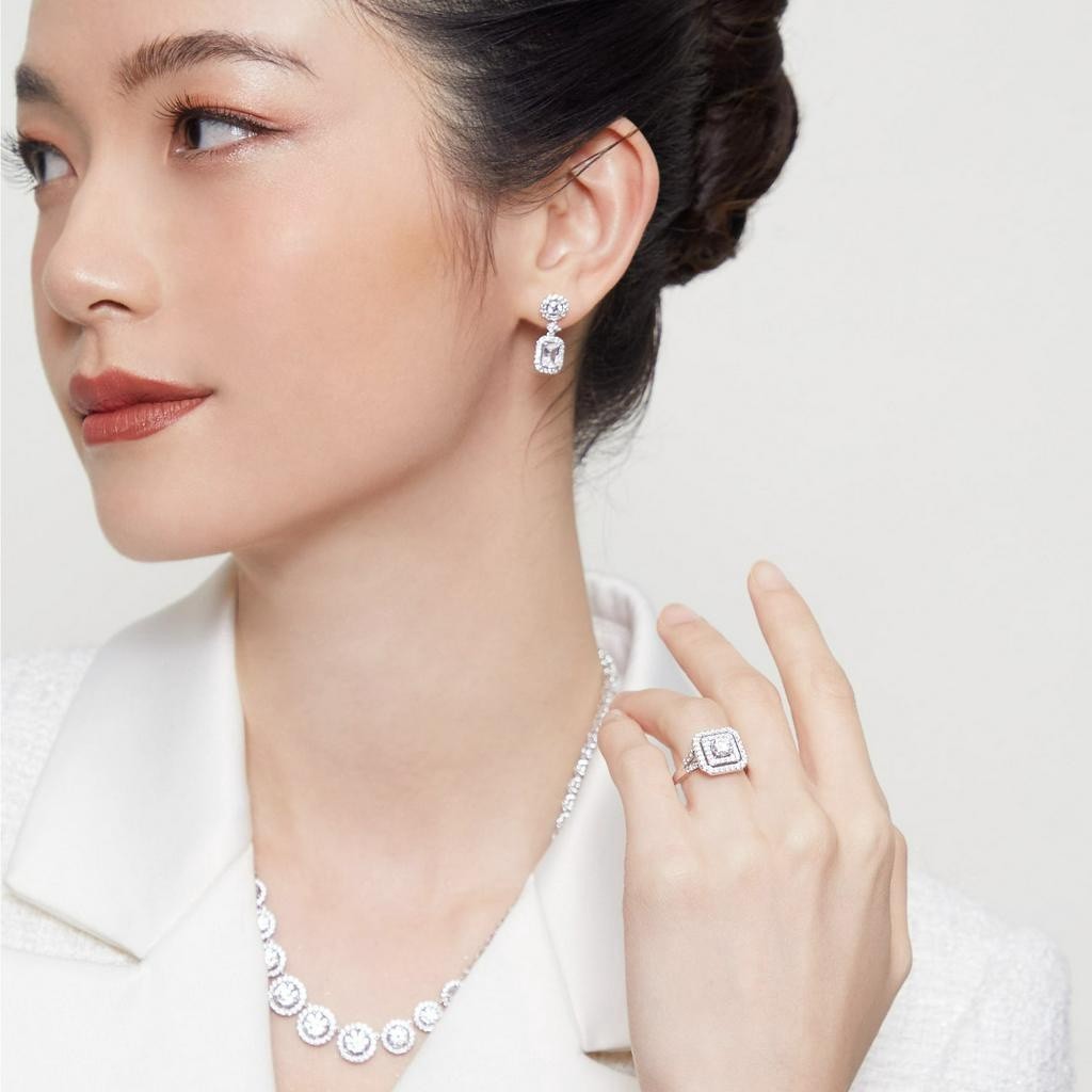 Merii สร้อยคอเงินแท้ 925 ประดับ CZ เจียระไน 100 คัต ทรงกลม ขนาด 6.5 มม. ...