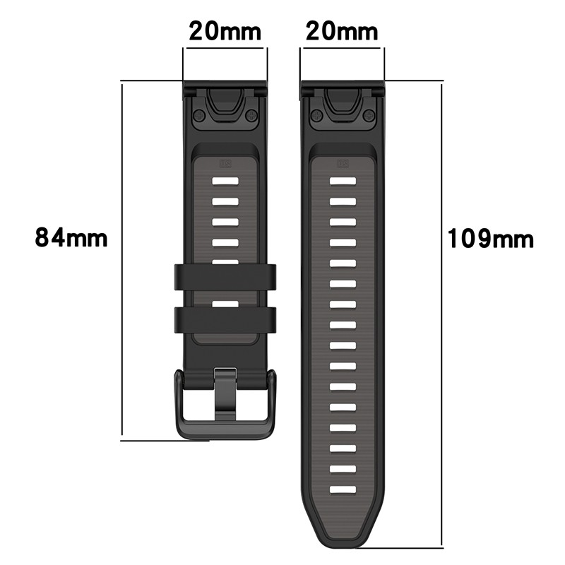 8 Fibbie Cinturino 20 Mm Per Garmin Fenix 7S/6S/Venu/Instinct 2S - Fermaglio Silicone Nero