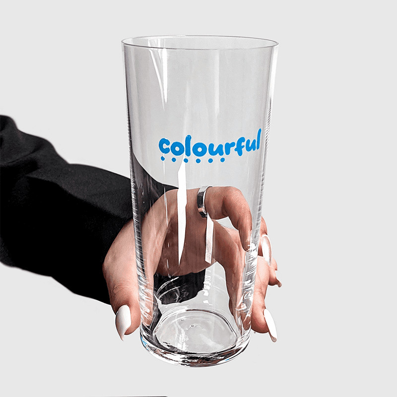 Blue Letter Cup Ultra-Thin Glass Water Cup Sparkling Water Coffee Cup ...