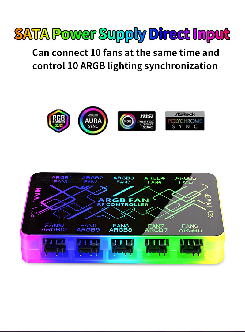 TEUCER PWM ARGB อะแดปเตอร์ 4PIN Expander คอมพิวเตอร์ 5V 3PIN แสง ...