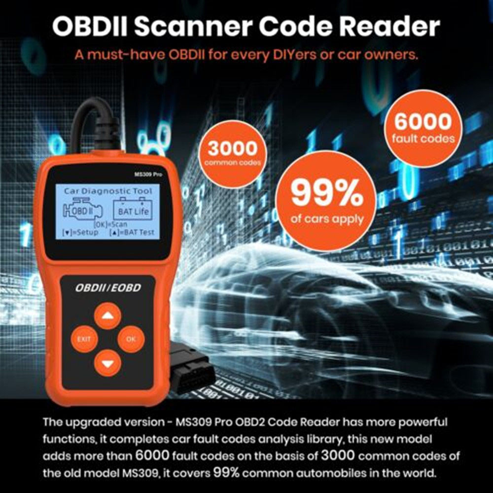 Ms309 OBD2 เครื่องสแกนเนอร์รหัส Reader ระบบเครื่องยนต์อัตโนมัติ ...