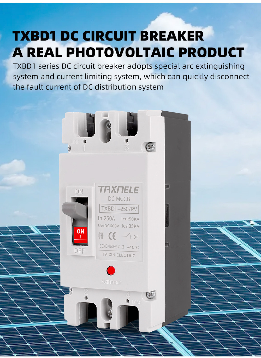 Solar Molded Case DC Circuit Breaker MCCB Overload Protector Solar ...