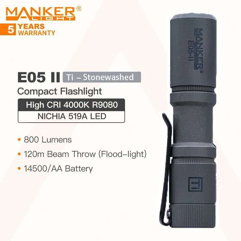 Manker E05 II Red Copper EDC Flashlight - 800 Lumens, High CRI 4000K, IPX8 Waterproof, 14500/AA Battery - View #12