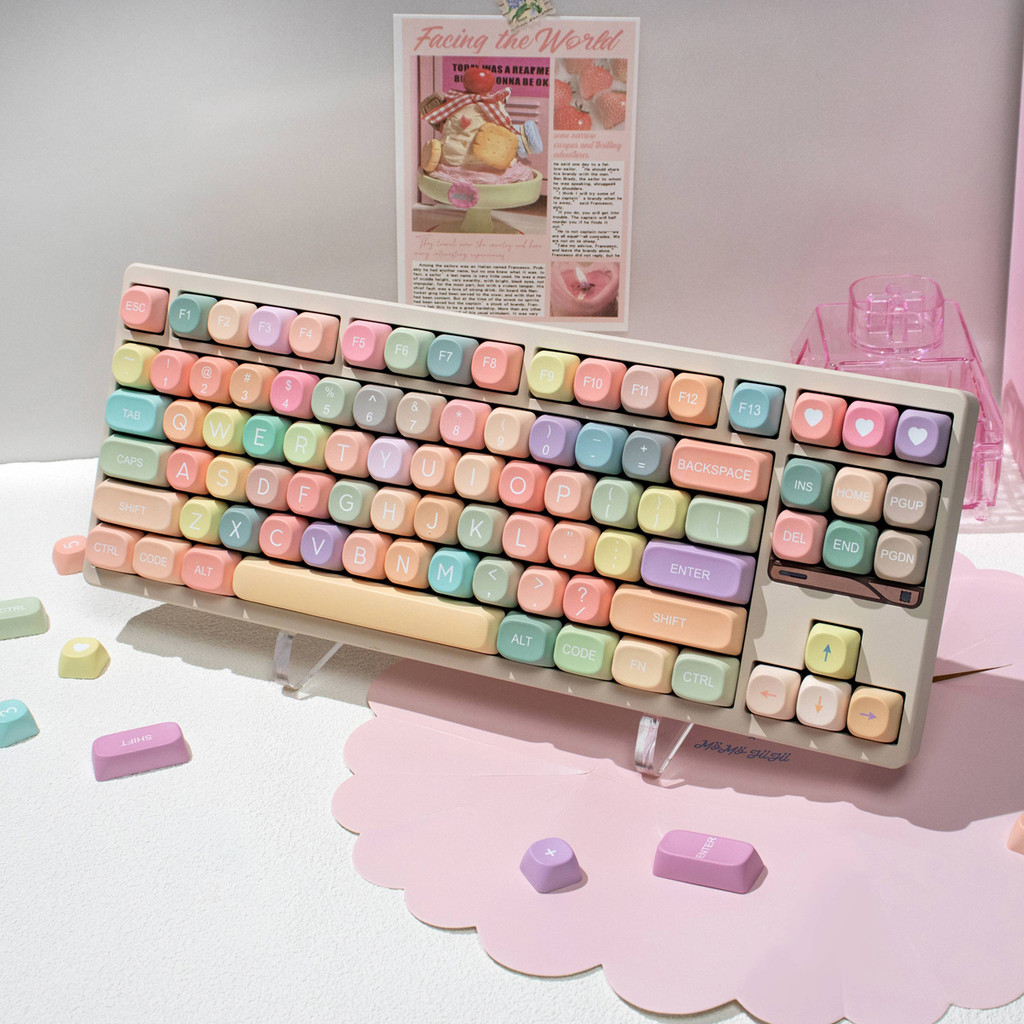Rainbow MOA Profile Keycaps 126 คีย์น่ารัก Candy สีสันสดใส PBT Keycap ...