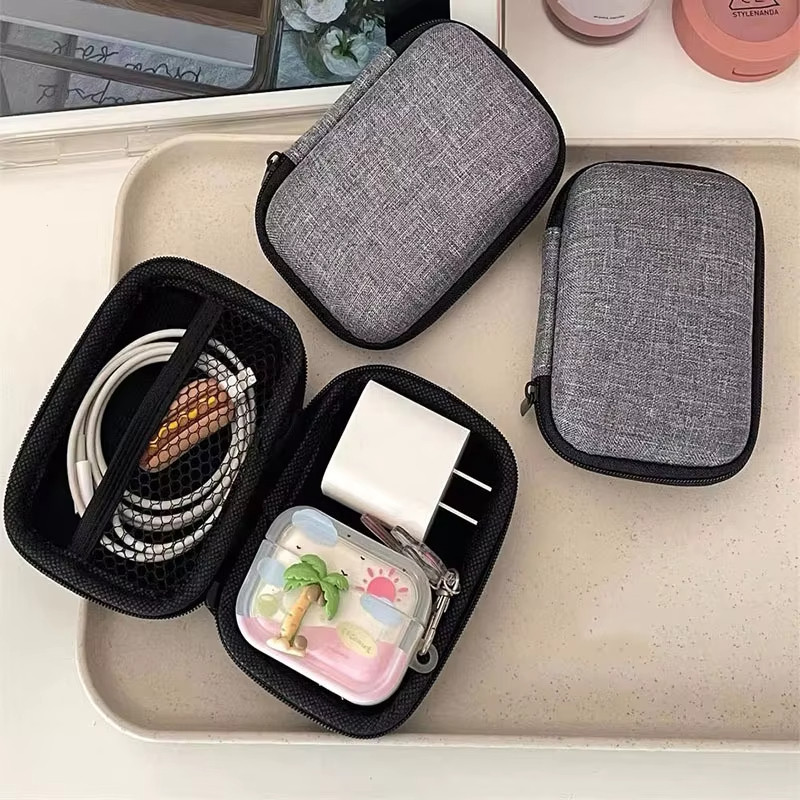 แบบพกพา Mini Hard Shell Digital Gadgets กล่องเก็บกระเป๋าหนังเทียมหูฟัง ...