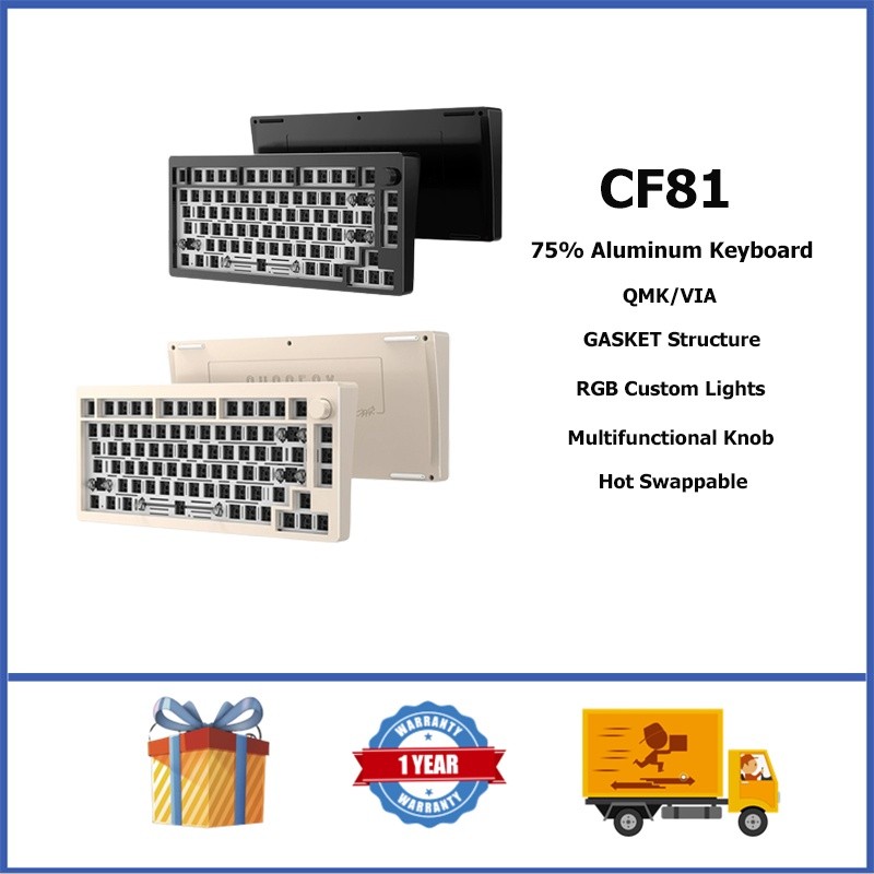 Cf81 ชุดคีย์บอร์ดอลูมิเนียม 75% RGB รองรับ QMK/VIA Hot Swappable พร้อม ...