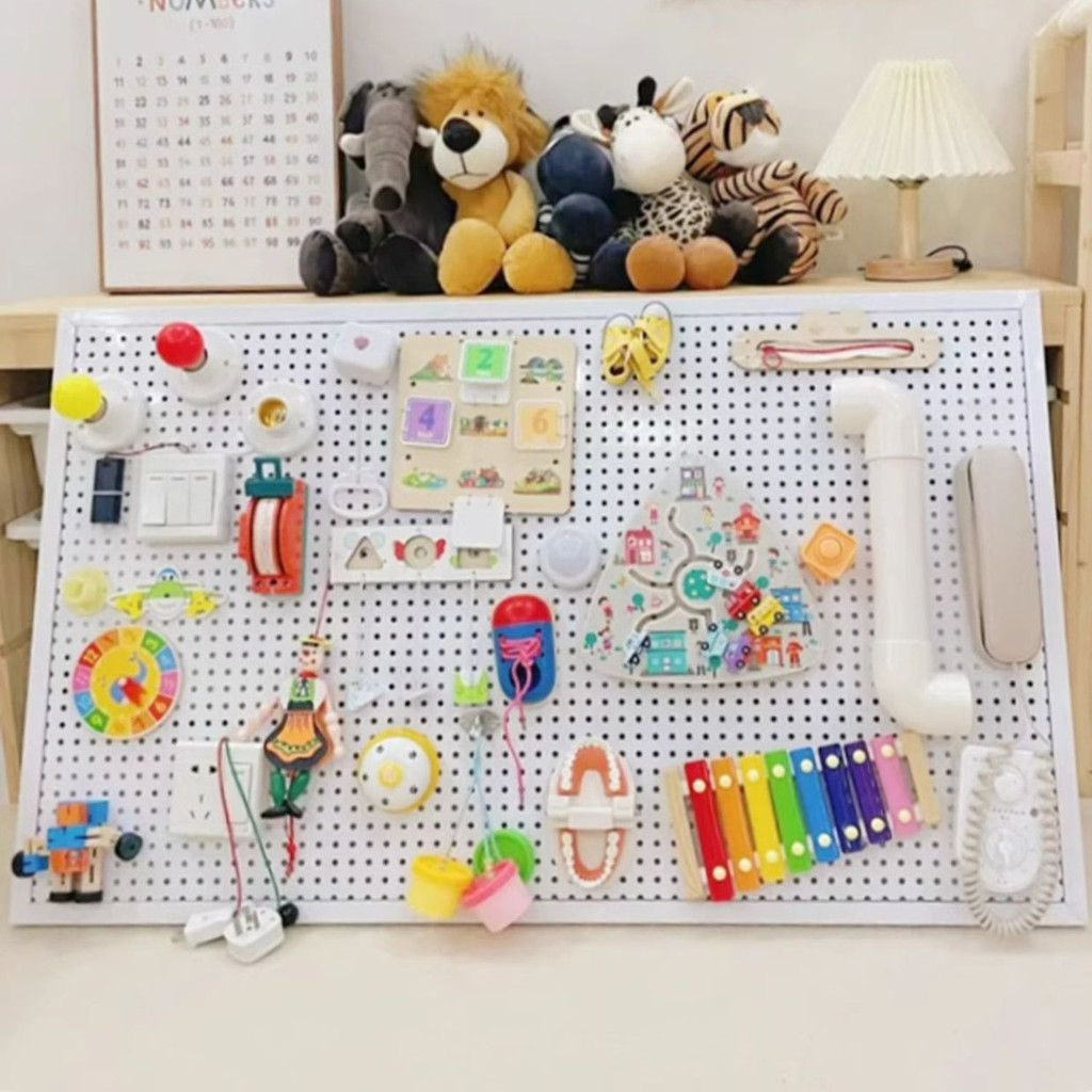 Busy Board Montessori DIY Montessori Pegboard เด็ก DIY อะไหล่ของเล่นไม้ ...