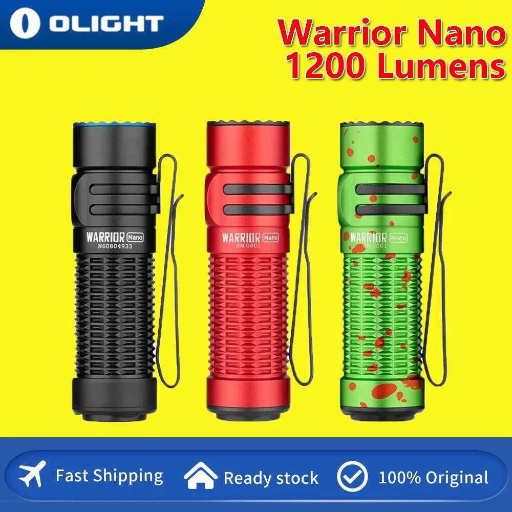 Olight Warrior Nano Black Torcia LED 1200 Lumen – EDC Tattica Compatta, Ricaricabile, Magnetica, Impermeabile IPX8
