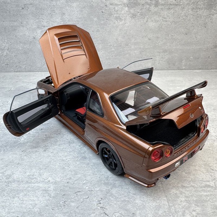 MH 1: 18 Nissan Skyline GTR R34 โมเดลรถโลหะผสมสีบรอนซ์โลหะ | Shopee ...