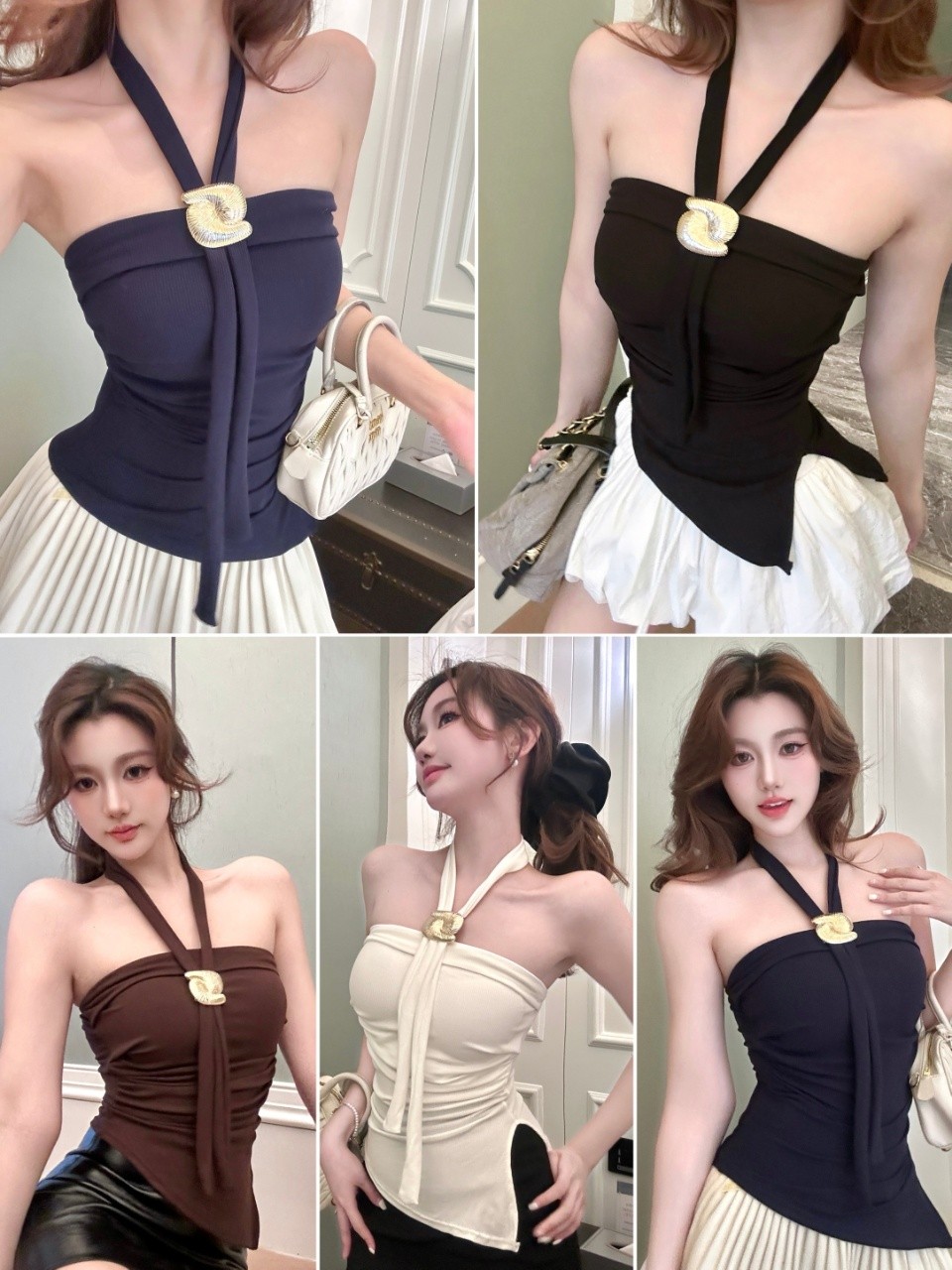 Human Cotton Halter Vest สไตล์เปิดซิลต์ ดีไซน์ทันสมัย | Shopee Thailand