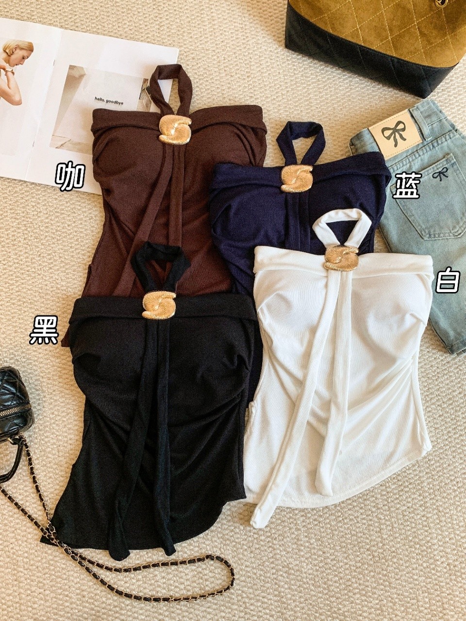 Human Cotton Halter Vest สไตล์เปิดซิลต์ ดีไซน์ทันสมัย | Shopee Thailand