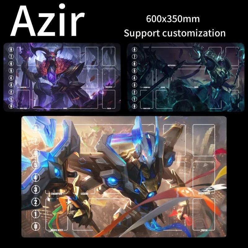 600x350 มม.Azir Series ผู้เล่นเดี่ยว Battle Playmat อะนิเมะการ์ตูนเขา ...