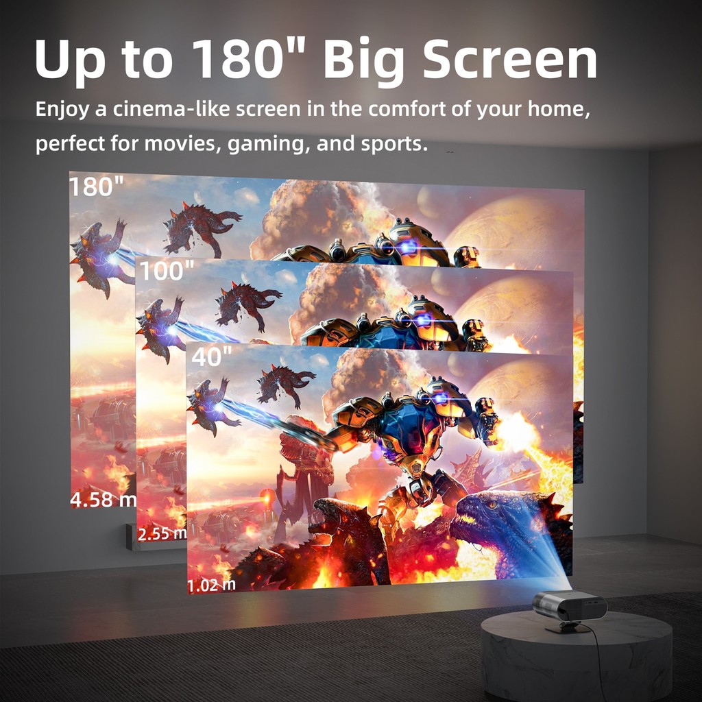 GOOJODOQ 1080P HD แบบพกพา Proyektor 4K ใช้งานร่วมกับ Netflix Electric ...