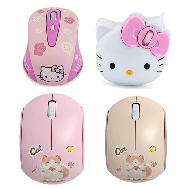Hello Kitty เมาส์คอมพิวเตอร์ไร้สาย 2.4G USB Optical Mute Gaming 1600DPI ...