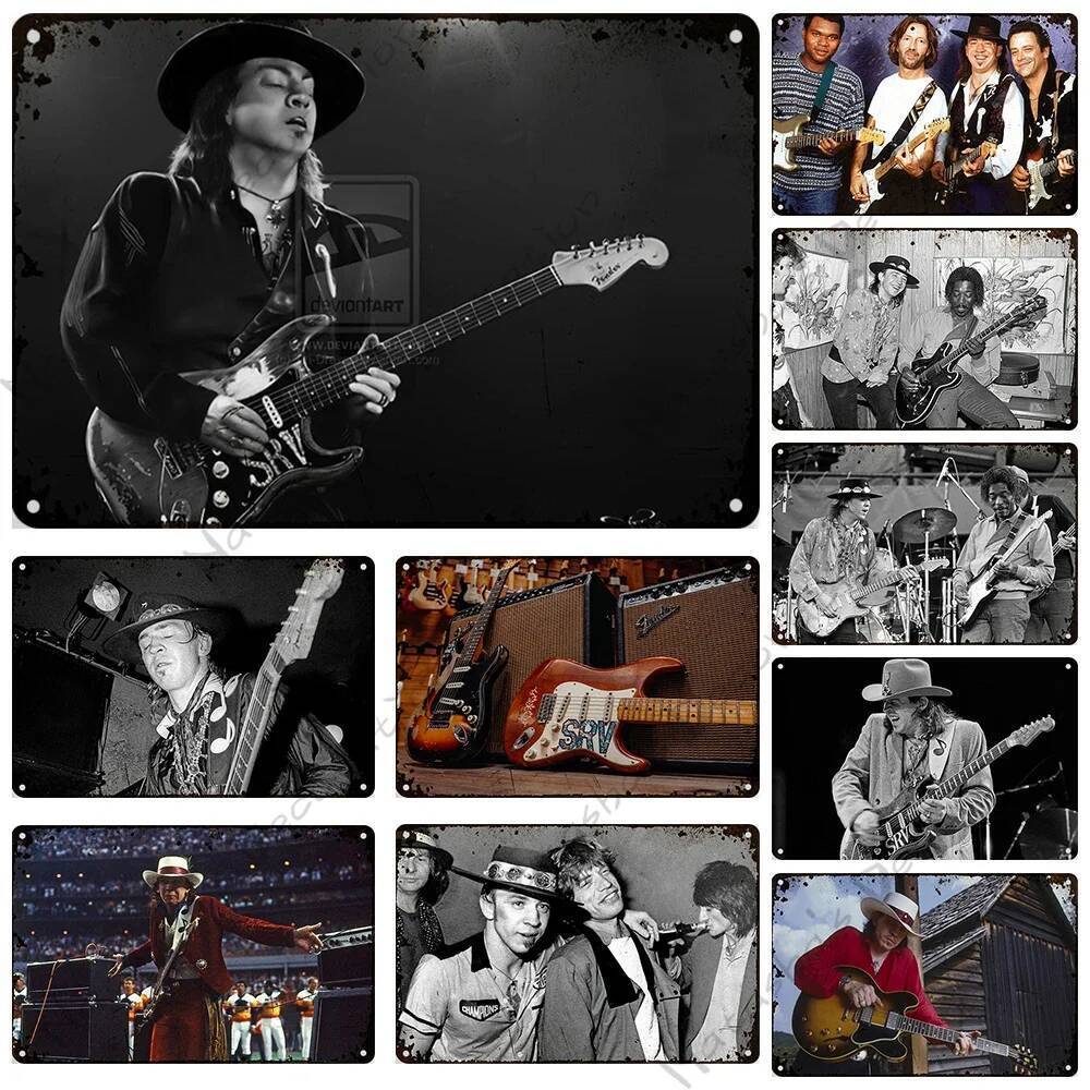 SRV Vintage โปสเตอร์ Stevie Ray Vaughan ป้ายโลหะ Blues เพลงป้ายโลหะโลหะ ...