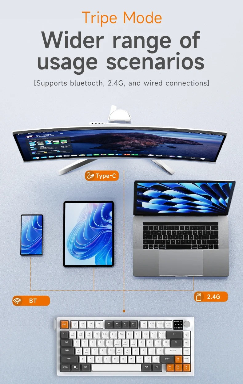 (ไม่ใช่คีย์บอร์ดแบบกลไก) AJAZZ AF82 Low-Proflie Keyboard 1600W RGB ...
