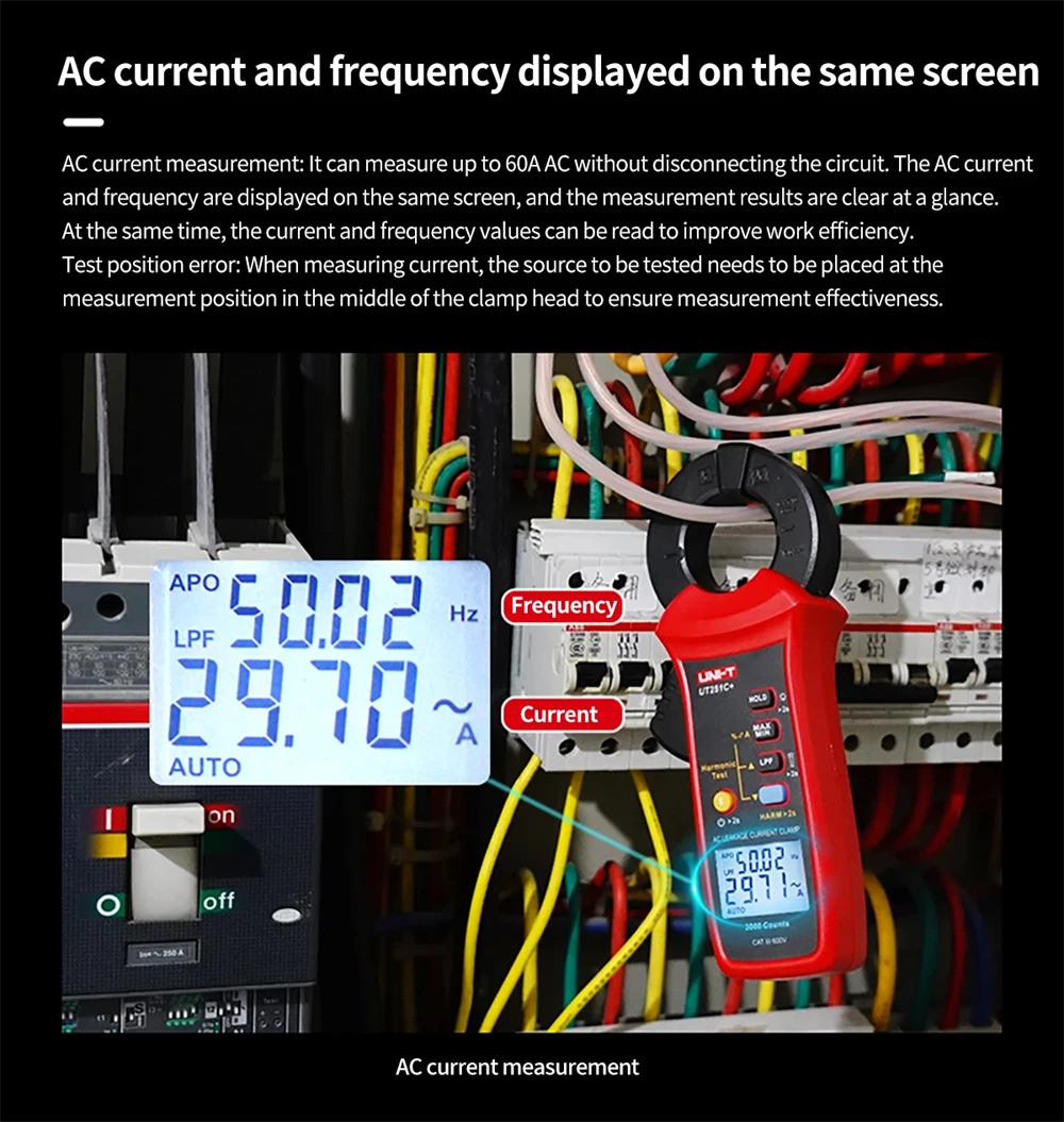 UNI-T UT251C+ AC Leakage Current Clamp Meter Bluetooth LPF วัด Harmonic ...