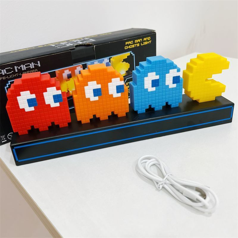 โคมไฟ Pac-Man LED สไตล์ Pixel อุปกรณ์แต่งโต๊ะคอม เกมเมอร์ต้องมี ป้ายไฟ ...