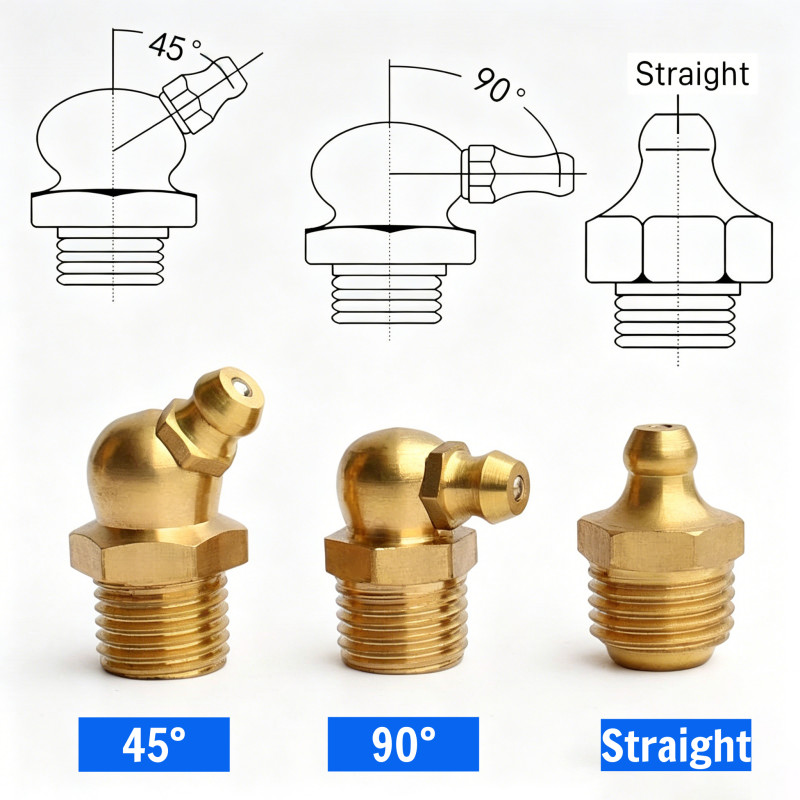 จาระบีทองเหลือง Zerk หัวนมทองแดงน้ํามันปากด้าย Universal Joint Grease ...