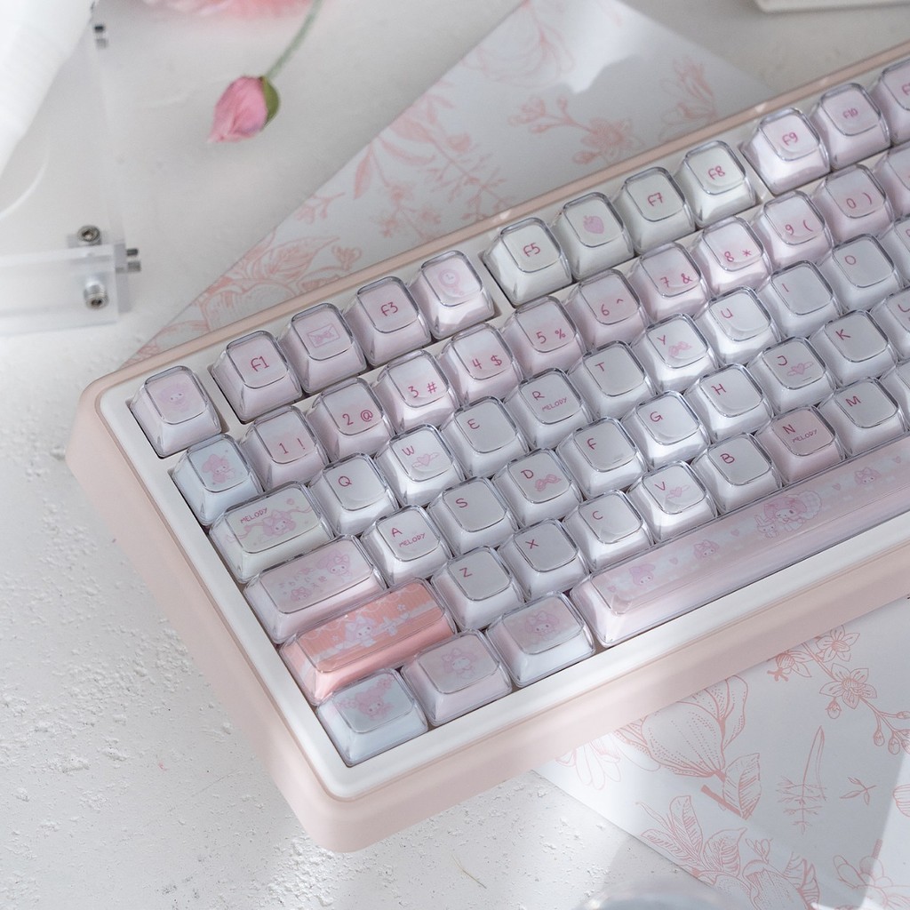 My Melody Jelly คริสตัล Keycaps KDA โปรไฟล์ 120 คีย์ PBT PC Double-shot ...