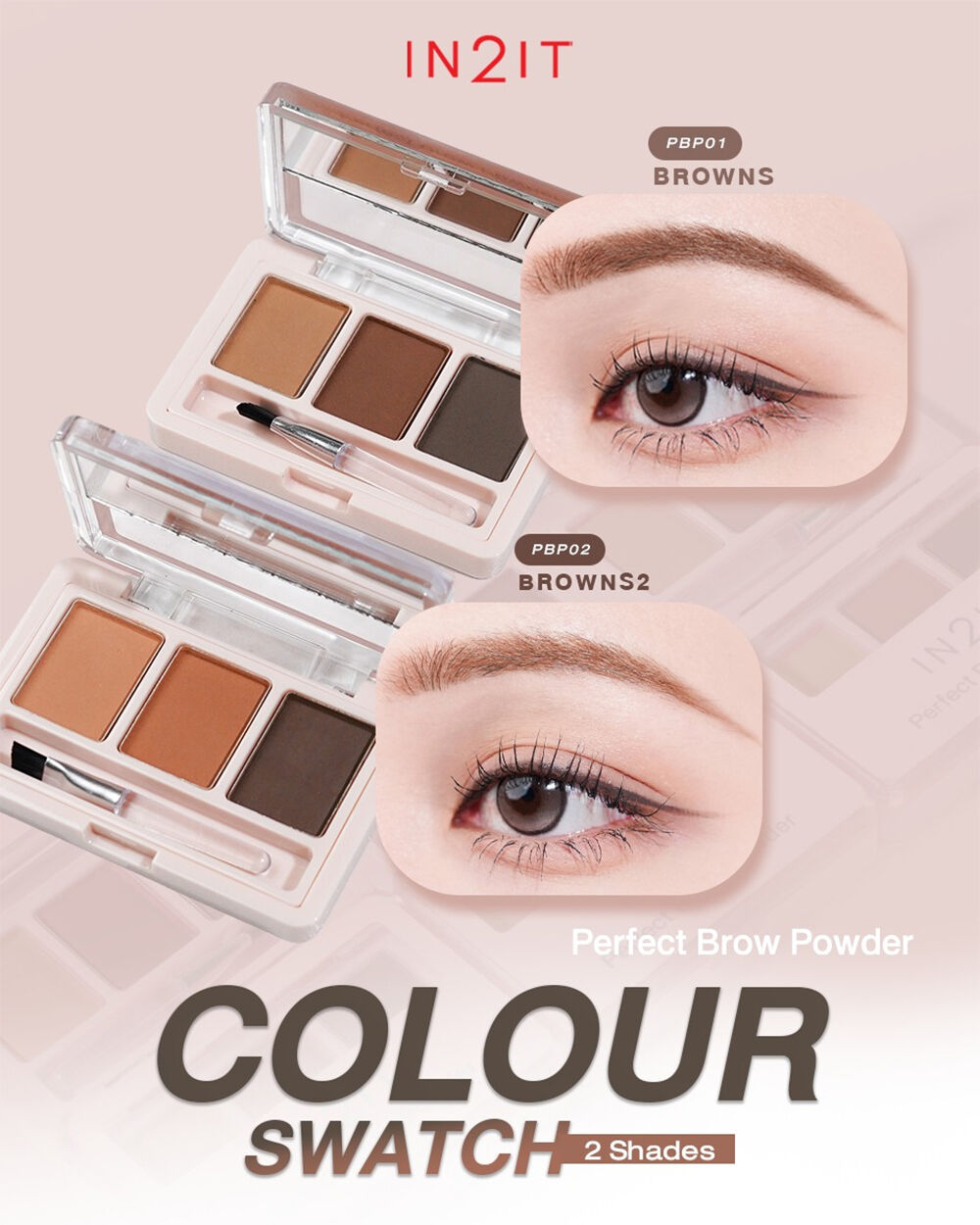 In2It Perfect Brow Powder 3g #PBP01 Browns อินทูอิท พาเลทเขียนคิ้วเนื้อ ...