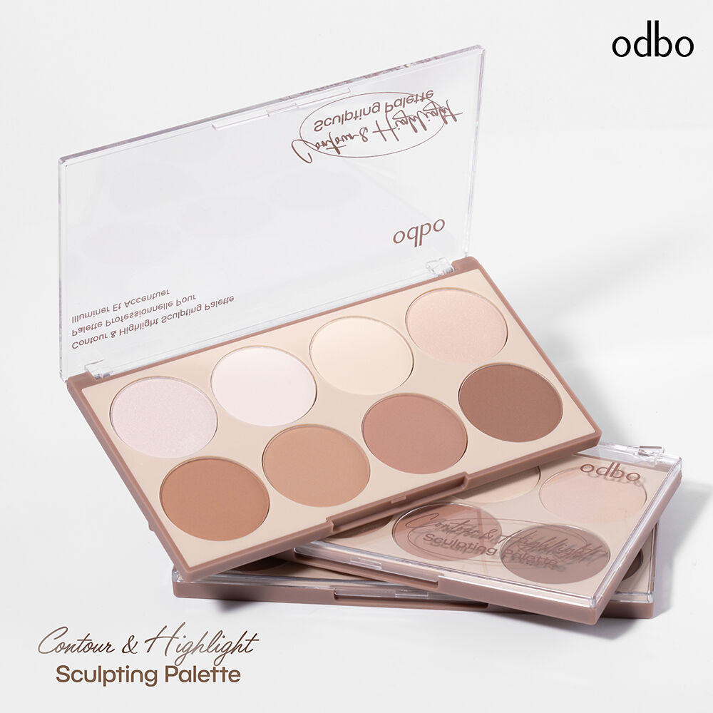 ODBO Contour & Highlight Sculpting Palette OD1335 20g #01 โอดีบีโอ พาเล ...