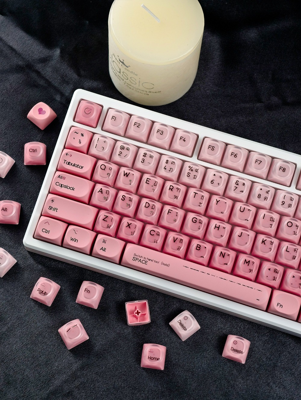 MAIMOOO สีชมพู Haze Keycap HOA โปรไฟล์ 132 คีย์ PBT PC Double Shot Dye ...