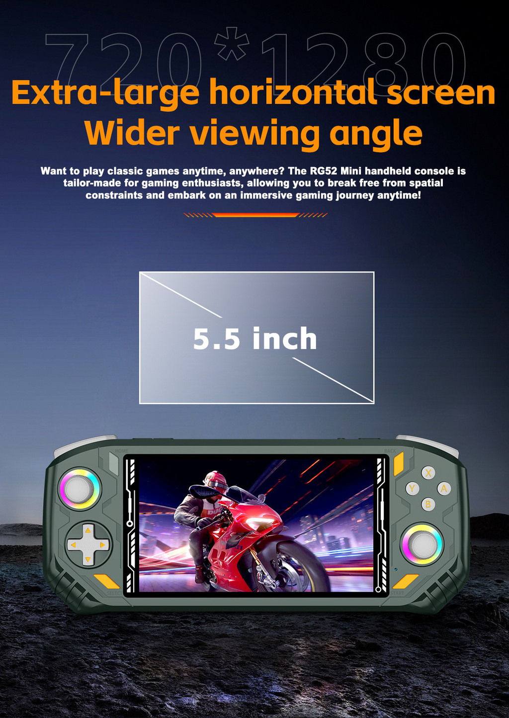 RG52 PRO MAX Android 13 คอนโซลเกมมือถือ 5.5 นิ้วหน้าจอ 1080*1920 HD ...
