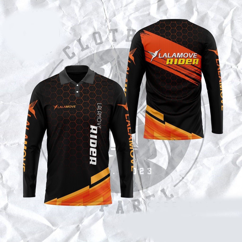 เสื้อทีม LALAMOVE RIDER STAR สีดำลายส้มสาด ใส่ทำงานและใส่เที่ยวได้ ไซส์ ...