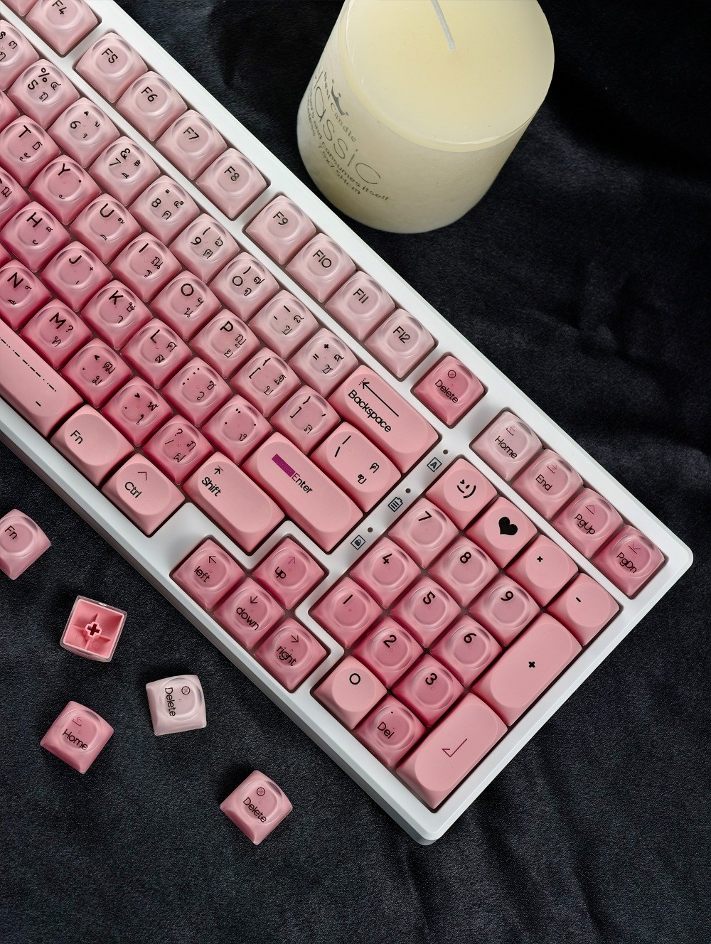 MAIMOOO สีชมพู Haze Keycap HOA โปรไฟล์ 132 คีย์ PBT PC Double Shot Dye ...