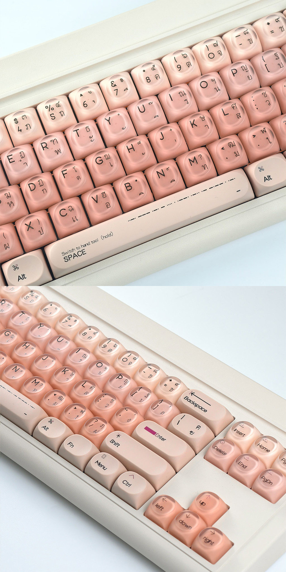 MAIMOOO สีชมพู Haze Keycap HOA โปรไฟล์ 132 คีย์ PBT PC Double Shot Dye ...