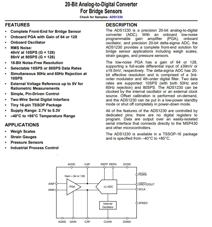 1 PC ADS1220 ADC 24Bit 2kSPS A/D Converter บอร์ดโมดูล 4 Channel Way ...