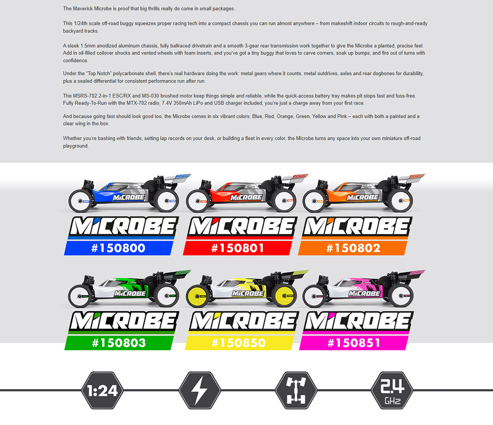 HPI Maverick Microbe 2WD แปรง 1/24 RC รีโมทคอนโทรลไฟฟ้ารุ่นรถ Off-road ...