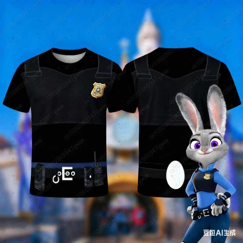 เสื้อยืดพิมพ์ 3D Zootopia Police Rabbit Pattern เสื้อยืด Judy Hopps ...