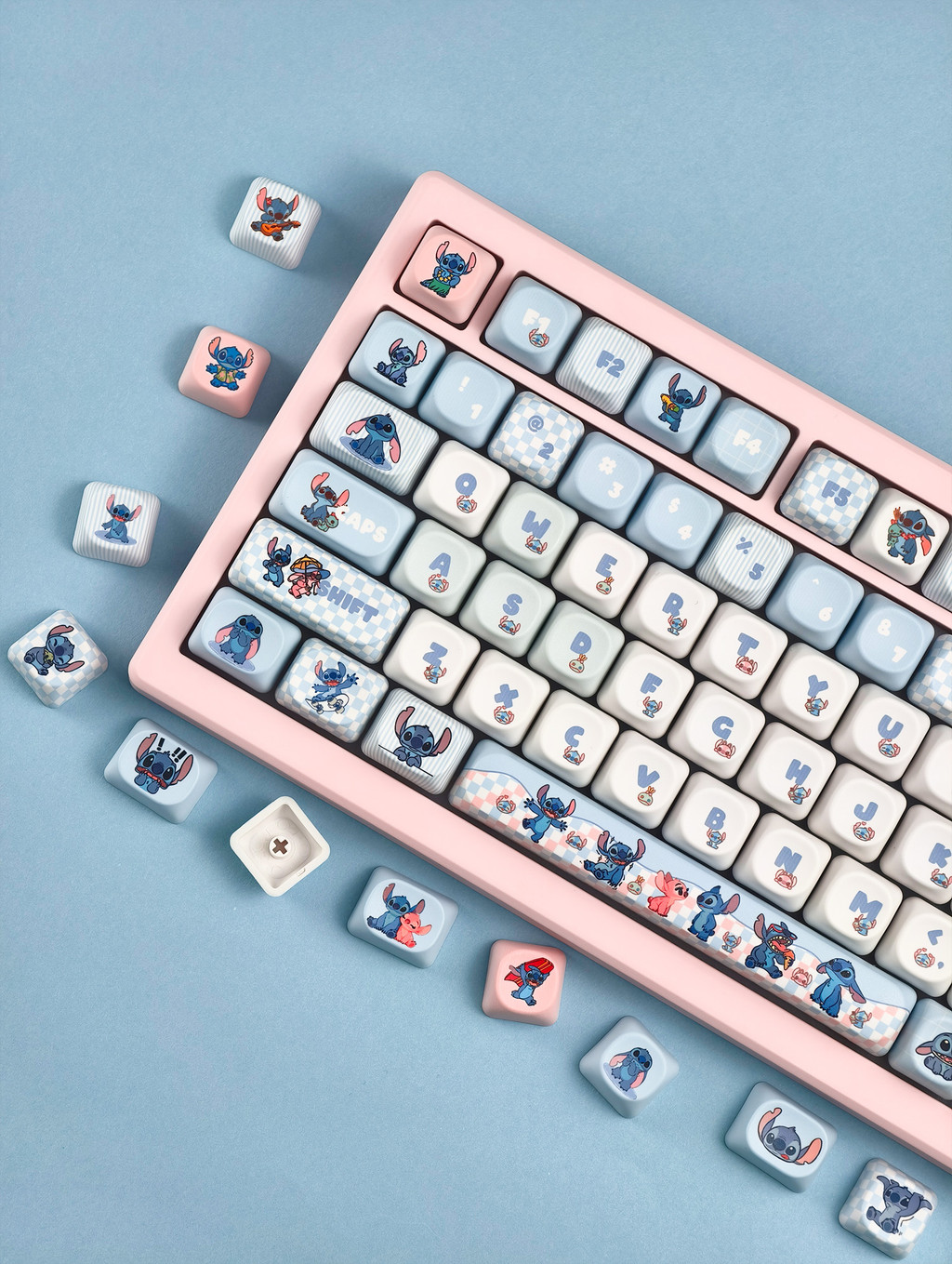 Lilo & Stitch Keycaps 130 คีย์ MOA โปรไฟล์ PBT Dye Sublimation Aula F75 ...