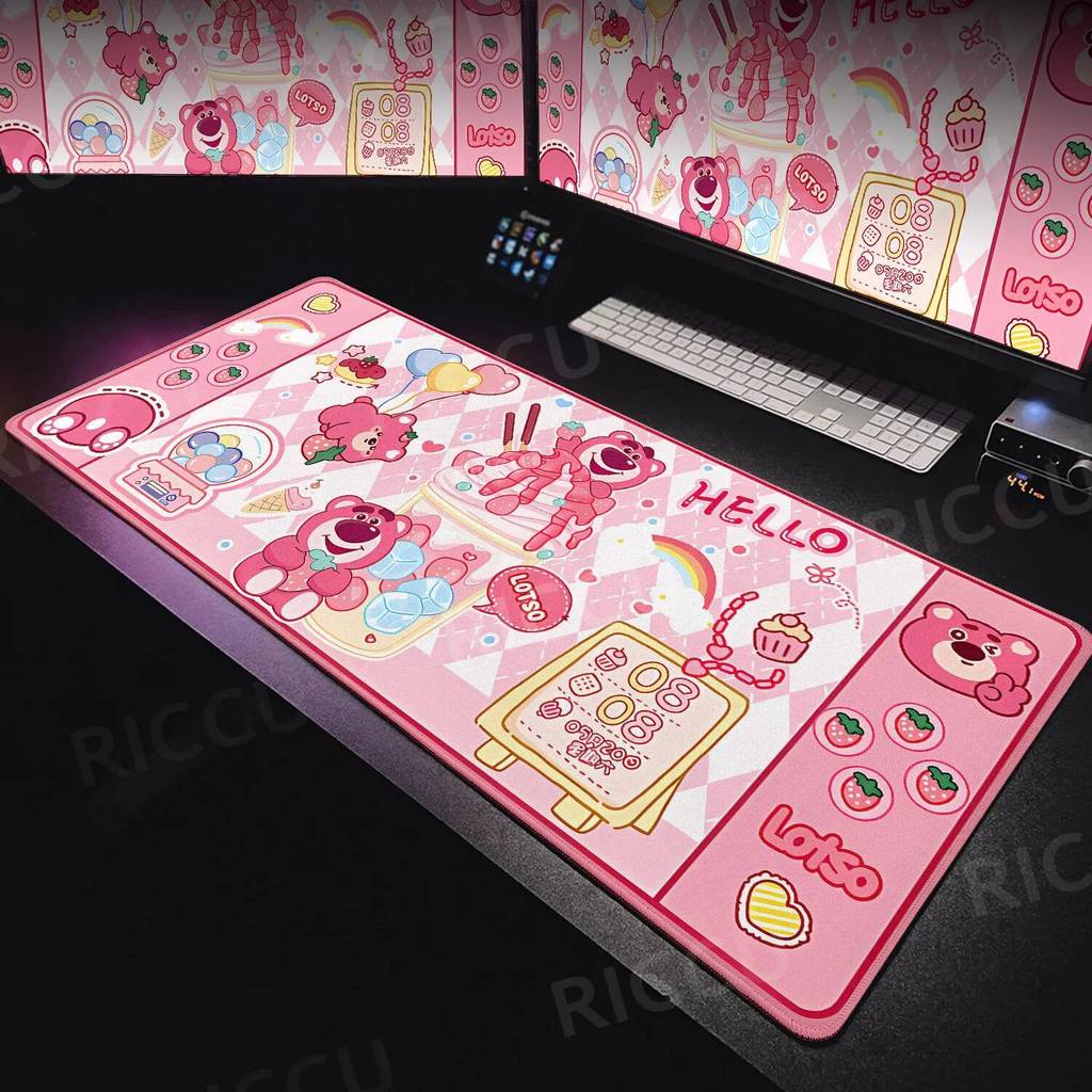 Kawaii อะนิเมะLotsoเมาส์PadหมีสีชมพูXXL Gaming Toy Story 3 Gamer ...