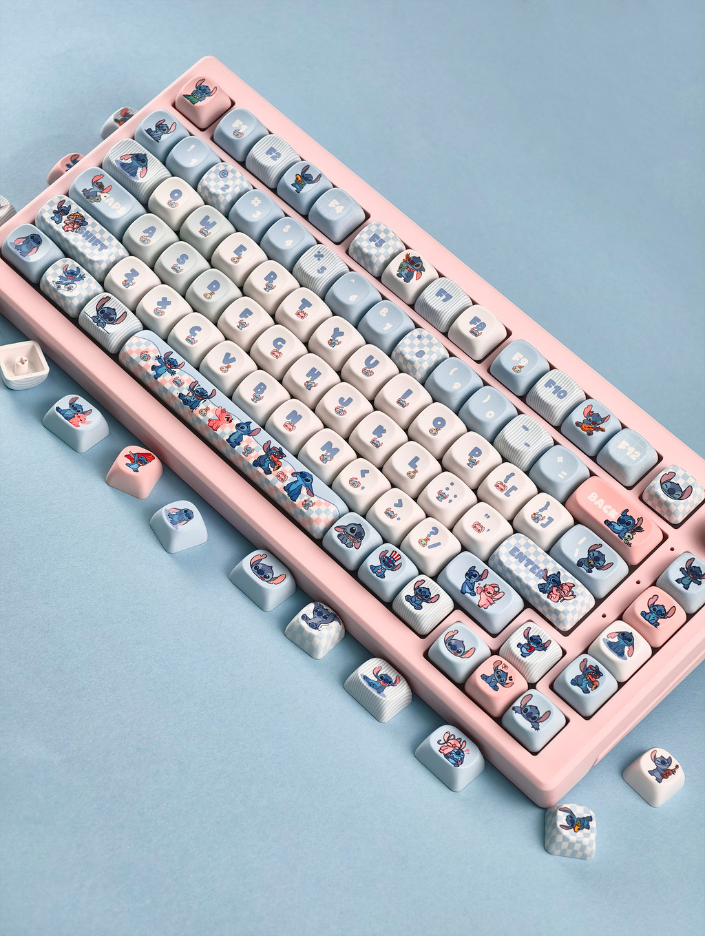 Lilo & Stitch Keycaps 130 คีย์ MOA โปรไฟล์ PBT Dye Sublimation Aula F75 ...