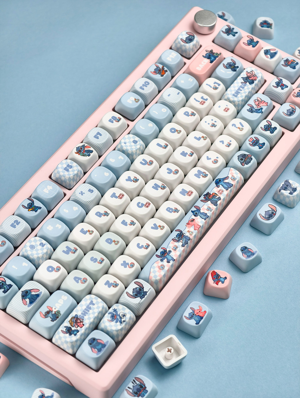 Lilo & Stitch Keycaps 130 คีย์ MOA โปรไฟล์ PBT Dye Sublimation Aula F75 ...