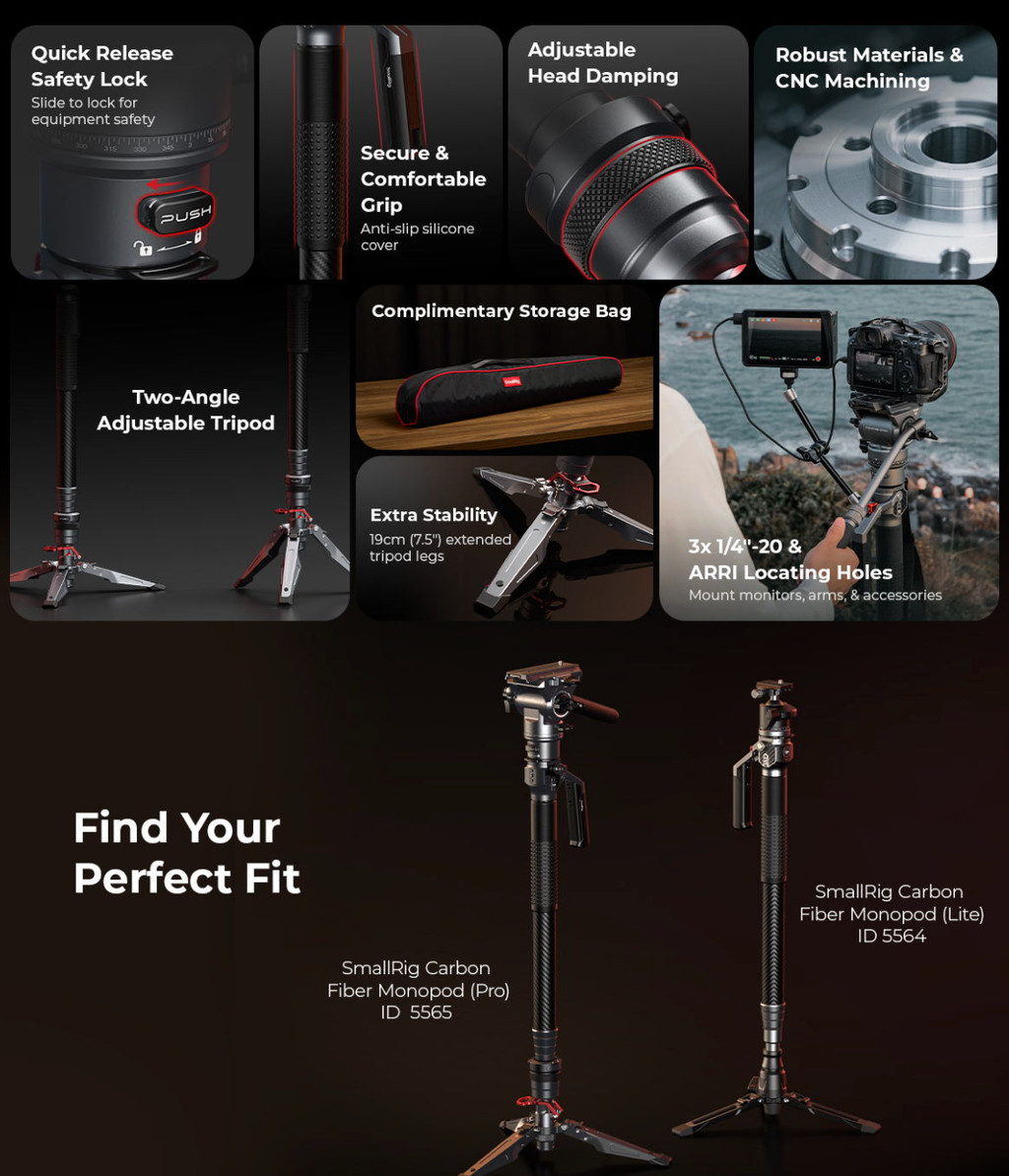 SmallRig 5565 Carbon Fiber Video Monopod ประกันศูนย์ไทย | Shopee Thailand