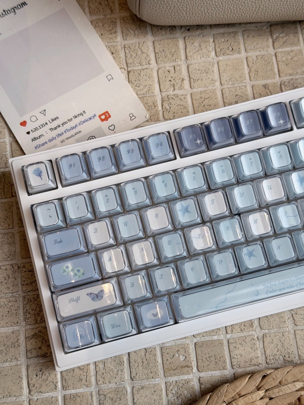 Rose Butterfly Shadow Keycaps 120 คีย์ KDA โปรไฟล์ PBT PC Double Shot ...