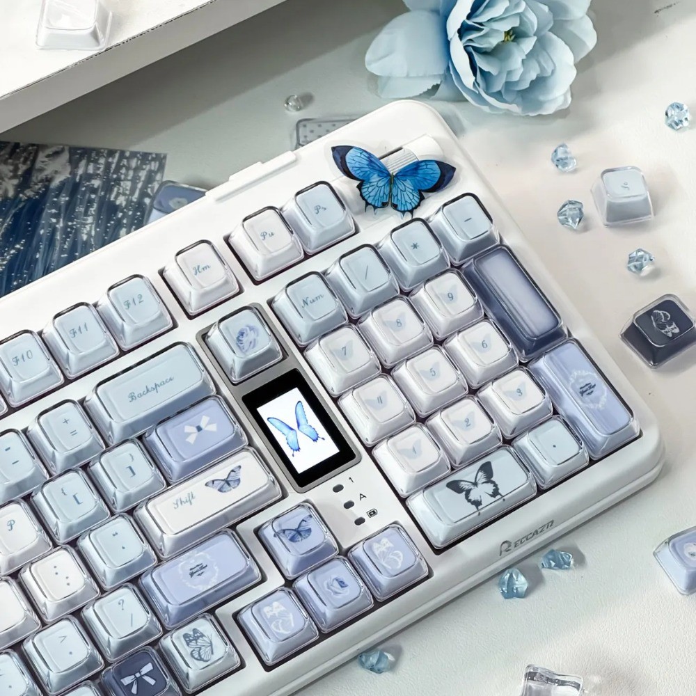 Rose Butterfly Shadow Keycaps 120 คีย์ KDA โปรไฟล์ PBT PC Double Shot ...