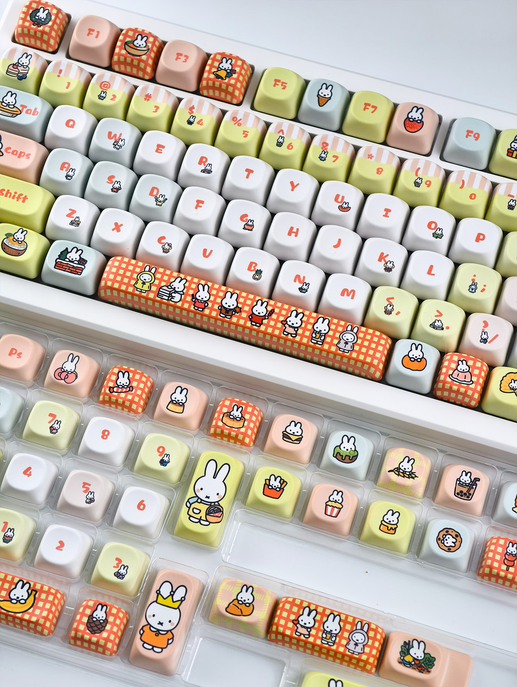 Miffy Keycap MOA โปรไฟล์ 130 คีย์ PBT Dye Sublimation Aula F75 F99 ...