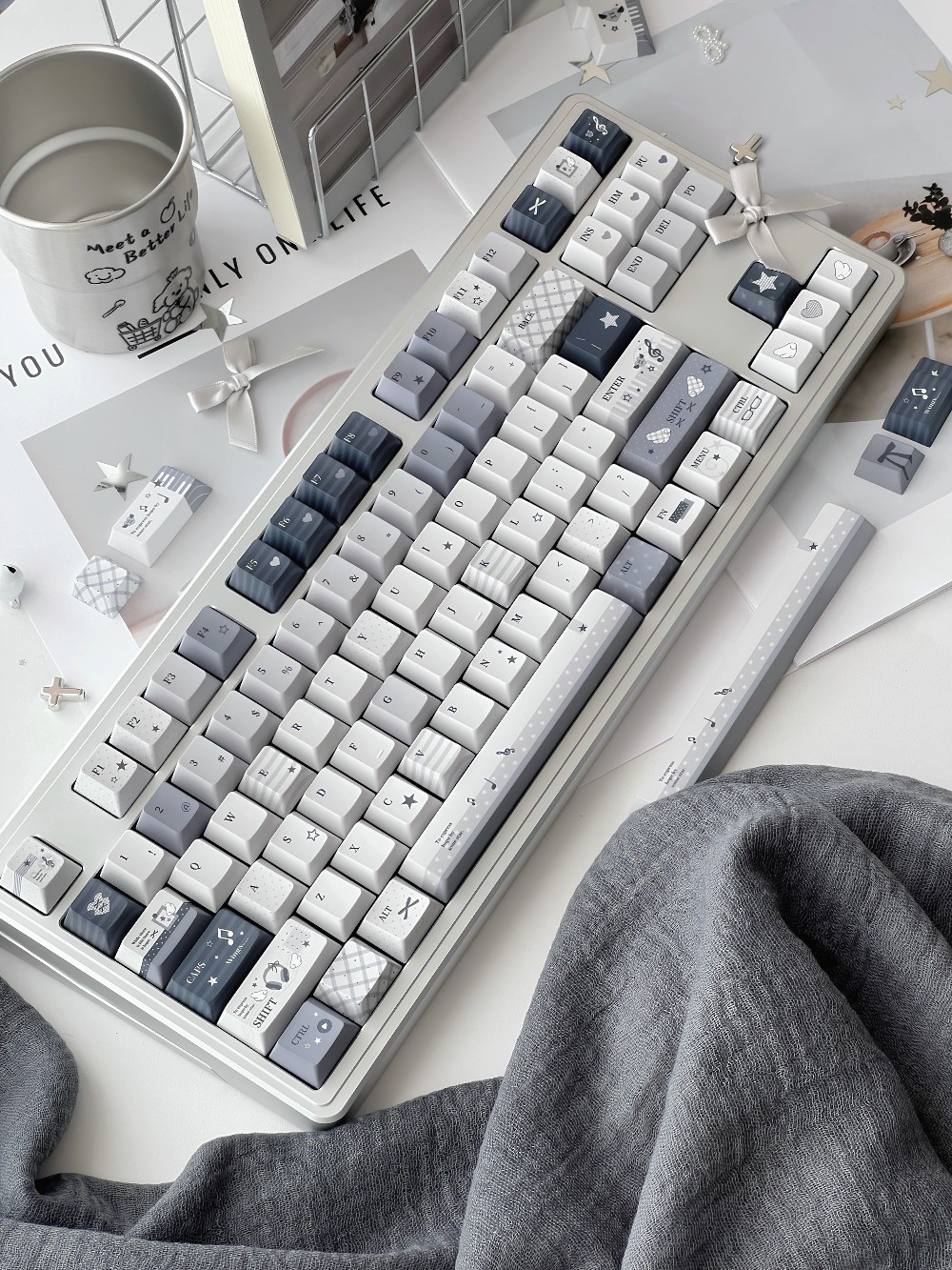 Asian Musical Notes Keycaps Cherry / KDA Profile 120 / 135 คีย์ PBT PC ...